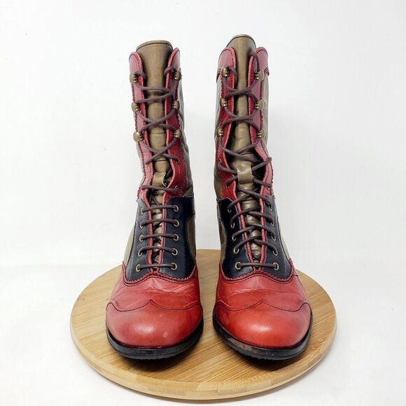 DKODE Boots Women 37 VYLMA Tall Leather Steampunk Lagenlook Boho Colorful Shoes - Picture 3 of 15